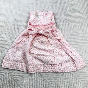 Green Dog Dress Girl's 3T Pink Cherry Smocked Sleeveless Ruffle Hem Easter Party